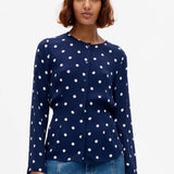 Madelie Blouse - Navy Cream Dot