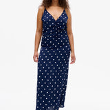 Atalia Dress - Navy Cream Dot