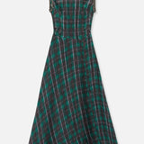 Atina Dress - Brown Green Check