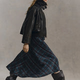 Atina Dress - Brown Green Check