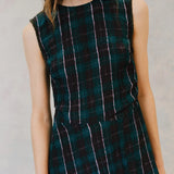 Atina Dress - Brown Green Check