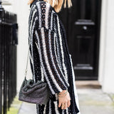 Sicily Crochet Cardi - Black Stripe