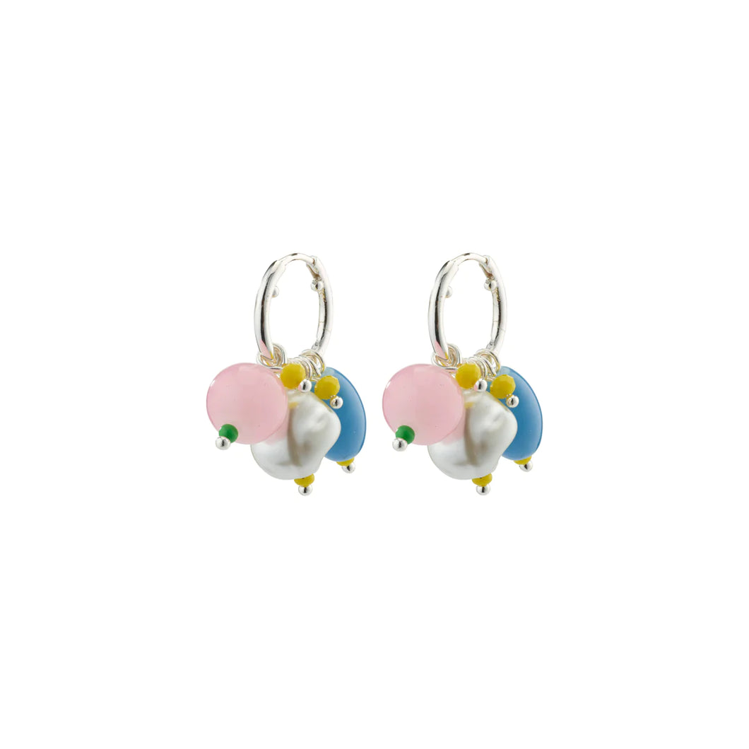 Pilgrim Jacobine Pearl Pendant Hoops - Multi/Silver