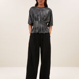 Jule Herringbone Trousers - Black