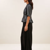 Jule Herringbone Trousers - Black