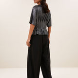 Jule Herringbone Trousers - Black