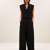 Jule Herringbone Trousers - Black