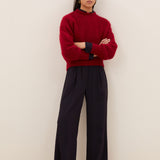 Benji Wide Trousers - Wine Stripe