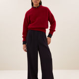 Benji Wide Trousers - Wine Stripe