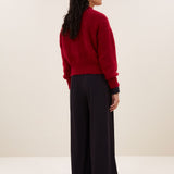 Benji Wide Trousers - Wine Stripe
