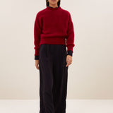 Benji Wide Trousers - Wine Stripe