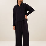 Benji Wide Trousers - Wine Stripe