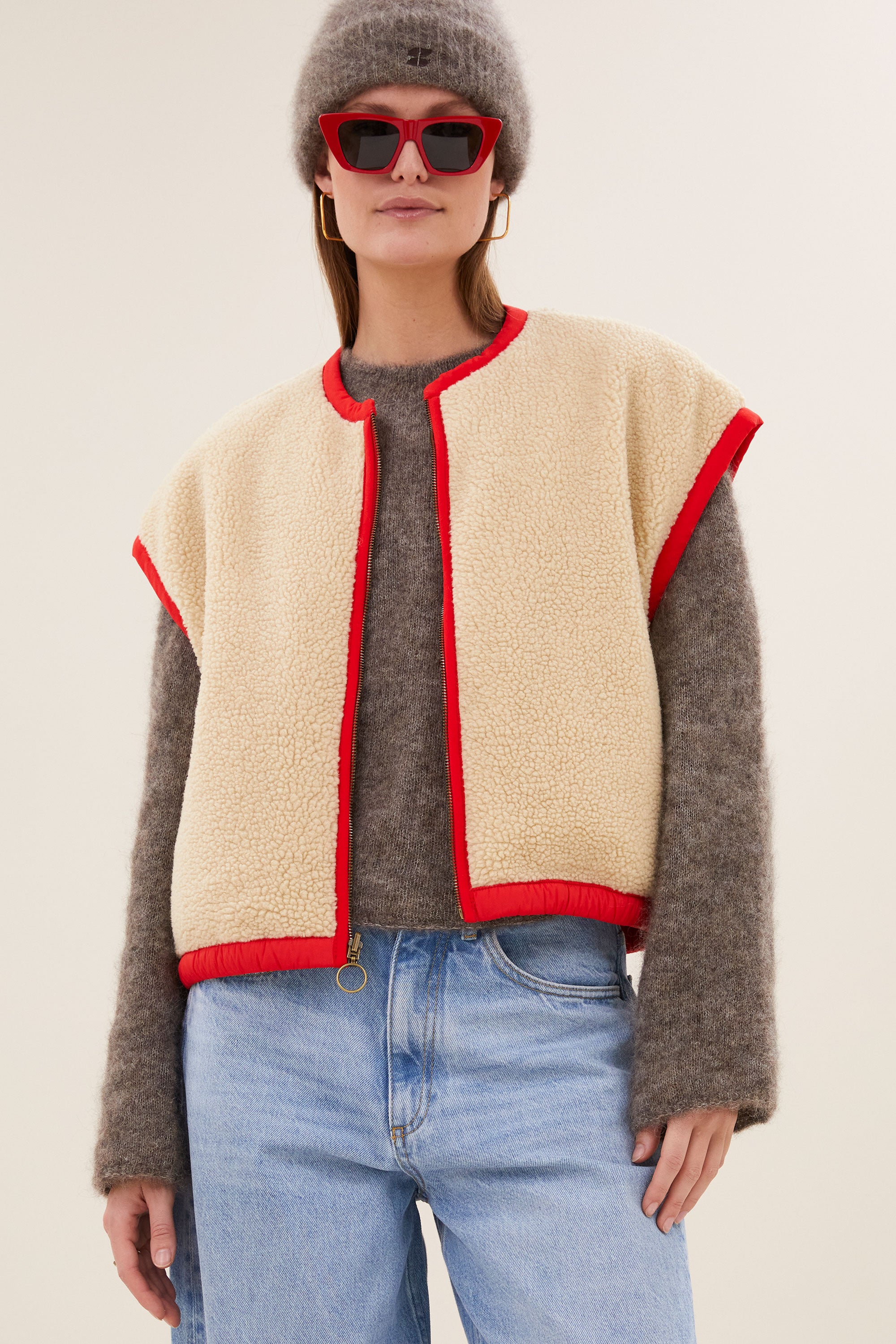 Gio Sleeveless Jacket - Poppy Red