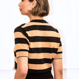 Greta Stripe Cardigan - Black/Camel