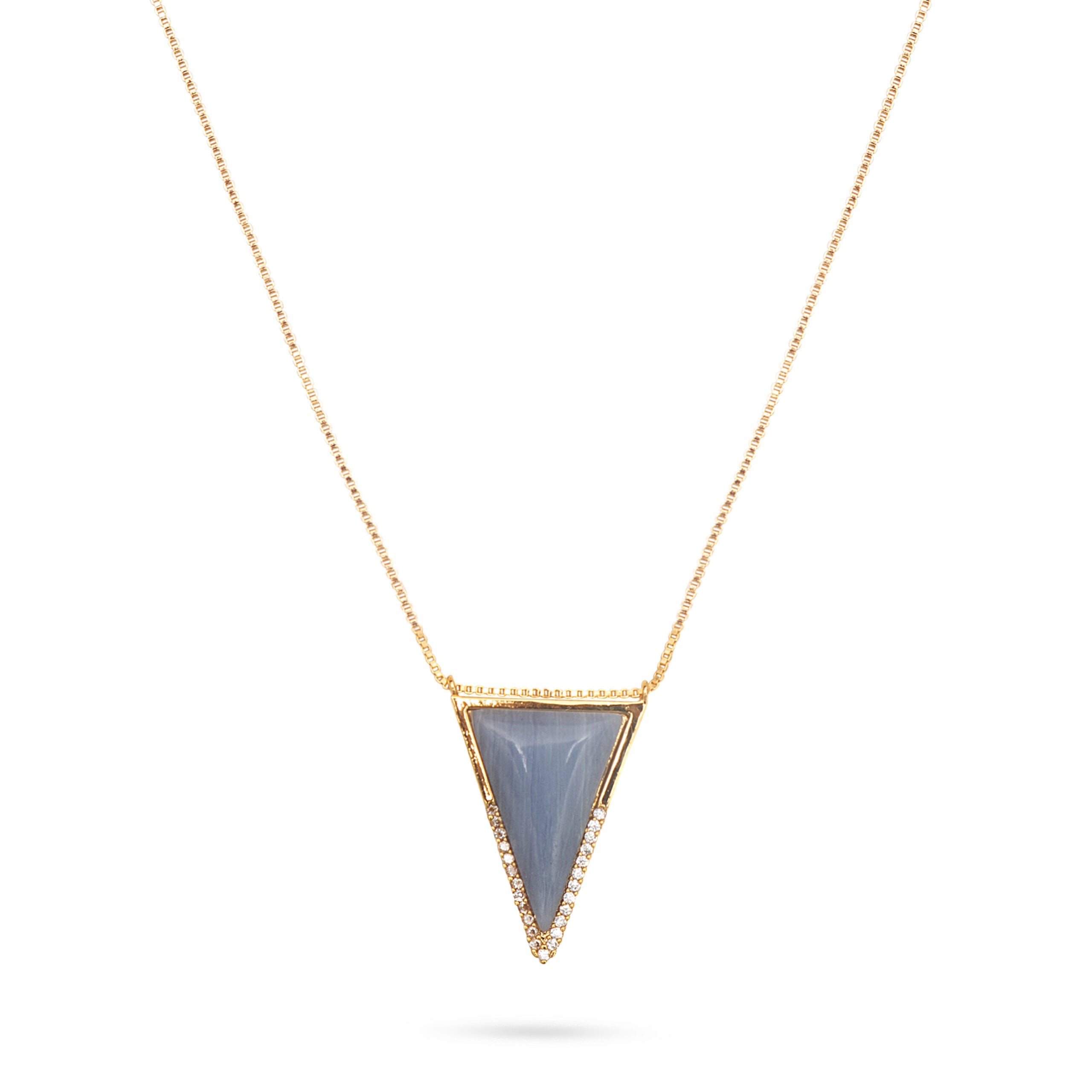 Triangle Pendant Necklace - Blue Lace