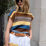 Romy Knit Tank - Blue/Choc Mix