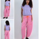 2967 Gingham Seersucker Balloon Trousers - Neon Pink/Lilac