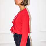 Gianna Frill Cardigan - Red