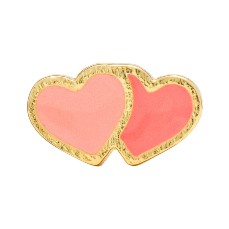 Lulu Copenhagen 2Hearts 1 PCS Earring - Coral/Gold