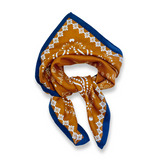 Bandana Square Neck Scarf - Mustard/Navy