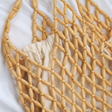 Pia Wooden Beaded Bag - Beige