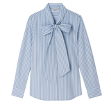 Lily Stripe Bow Shirt - Blue