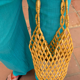 Pia Wooden Beaded Bag - Beige