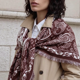 Large Triangle Paisley Scarf - Brown