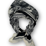 Large Border Mural Scarf - Navy