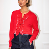 Gianna Frill Cardigan - Red