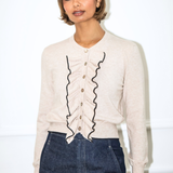Gianna Frill Cardigan - Beige Melange