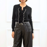 Gianna Frill Cardigan - Black