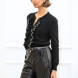 Gianna Frill Cardigan - Black
