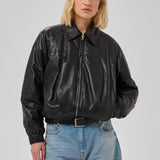 MWLuba Leather Puff Jacket - Black