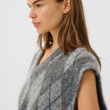 GZSasi Knit Vest - Check Dark Grey