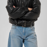 MWLuba Leather Puff Jacket - Black