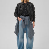 MWLuba Leather Puff Jacket - Black