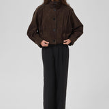MWPetra Suede Pleat Jacket - Dark Brown