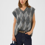 GZSasi Knit Vest - Check Dark Grey