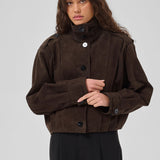 MWPetra Suede Pleat Jacket - Dark Brown