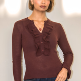 Gracie Frill Top - Burgundy