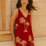 Palms of Gold Valerie Dress - Wine