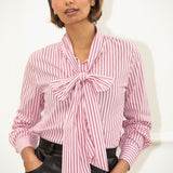 Lily Stripe Bow Shirt - Pink