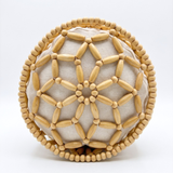 Pia Wooden Beaded Bag - Beige