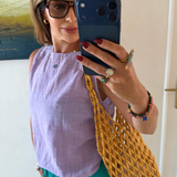 Pia Wooden Beaded Bag - Beige