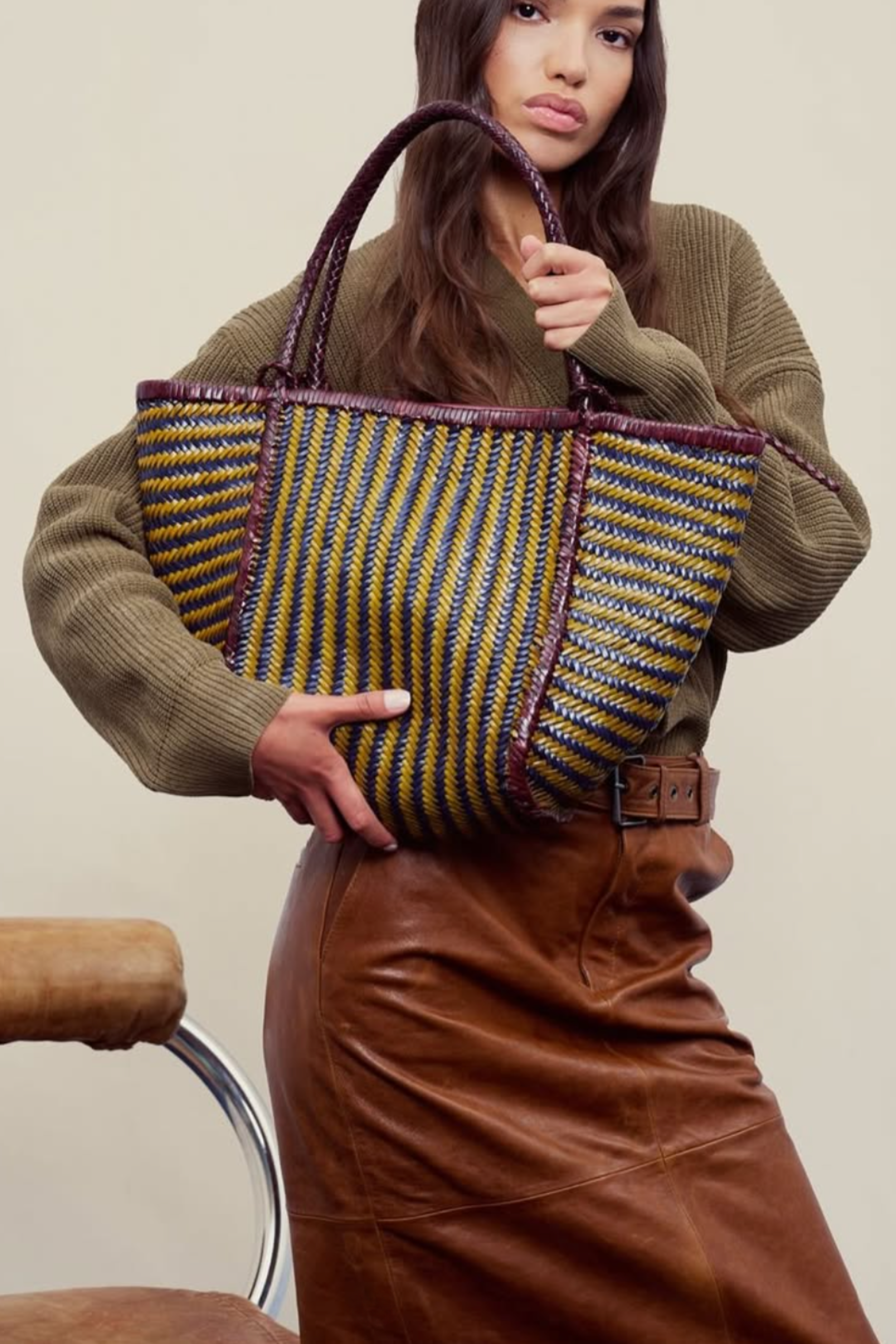 Rubens Stripes Bag - Curry/Night/Barolo