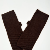 Wool & Cashmere Solid Fingerless Gloves - Moka