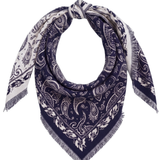 Large Triangle Paisley Scarf - Navy