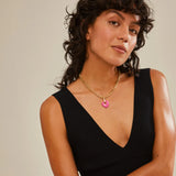 Charm Big Heart Pendant - Pink/Gold