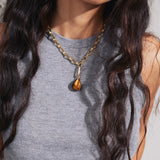 Charm Tiger Eye Pendant - Gold